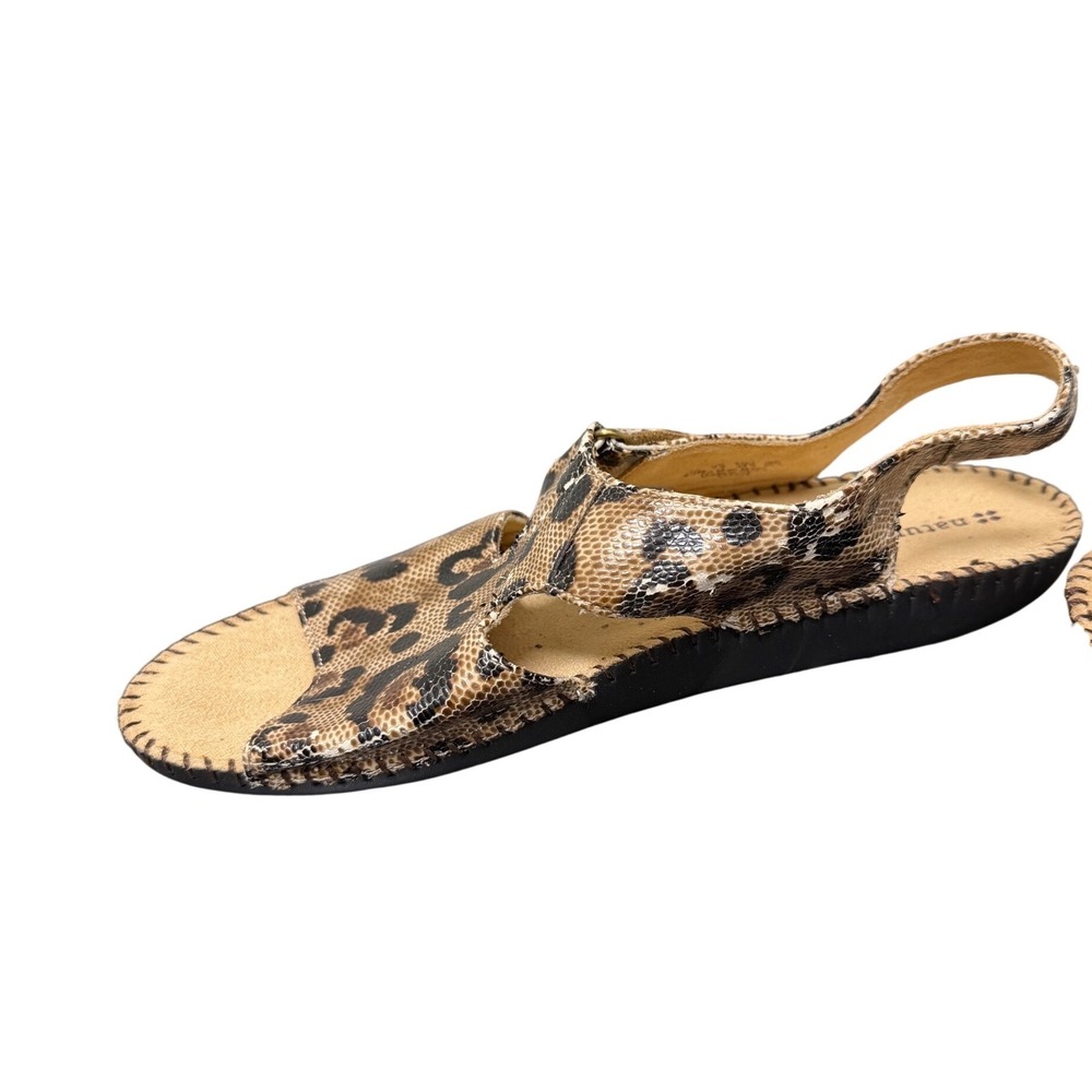 Naturalizer Womens Leopard Print Slingback Flat Sandals Brown Tan 9.5M - Picture 3 of 6